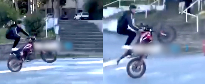 Идентификуван и санкциониран малолетник кој управувал мотоцикл на едно тркало во Штип