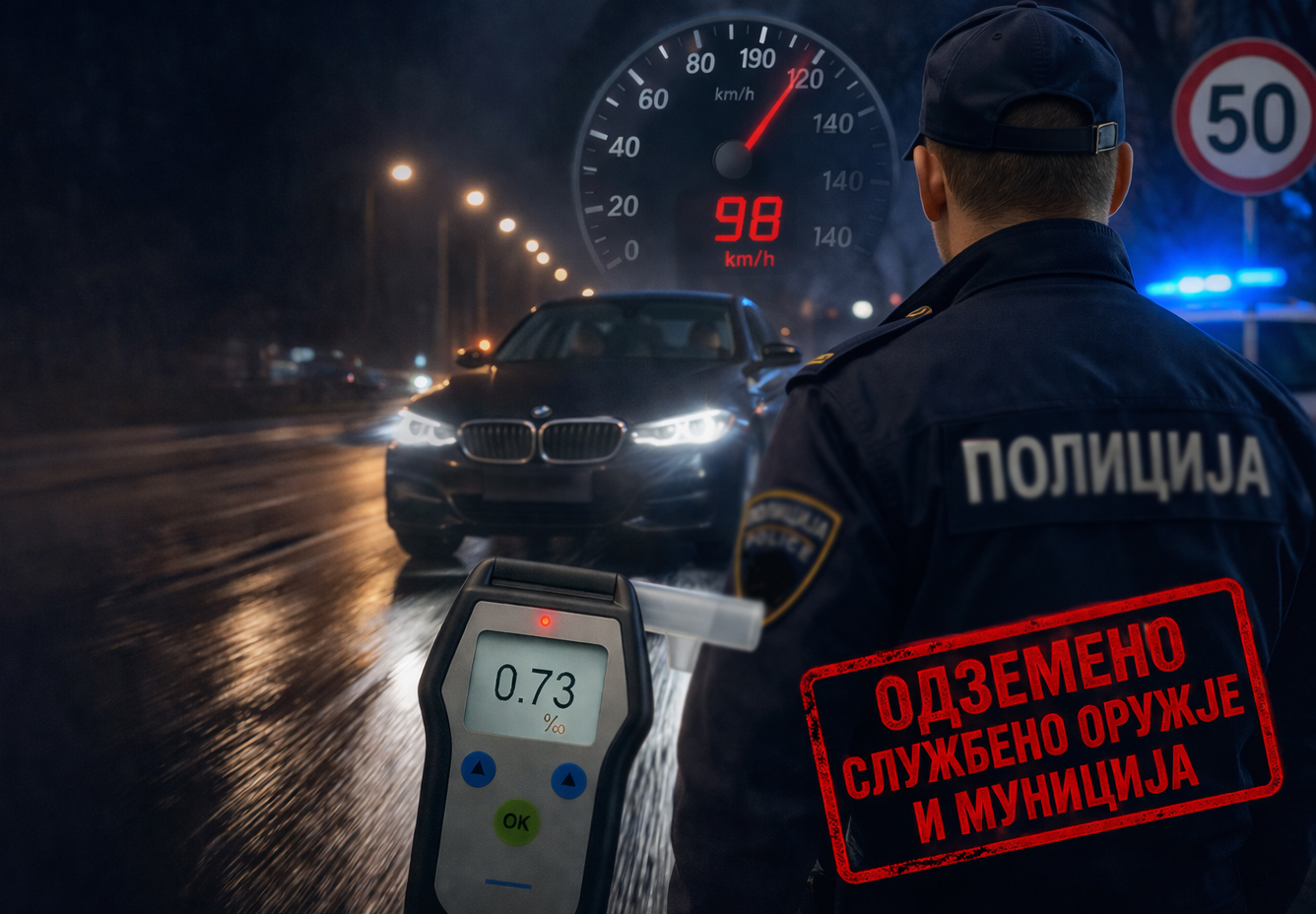 Кривична пријава против полициски службеник, возел со активна забрана за управување, двојно побрзо од дозволеното и под дејство на алкохол