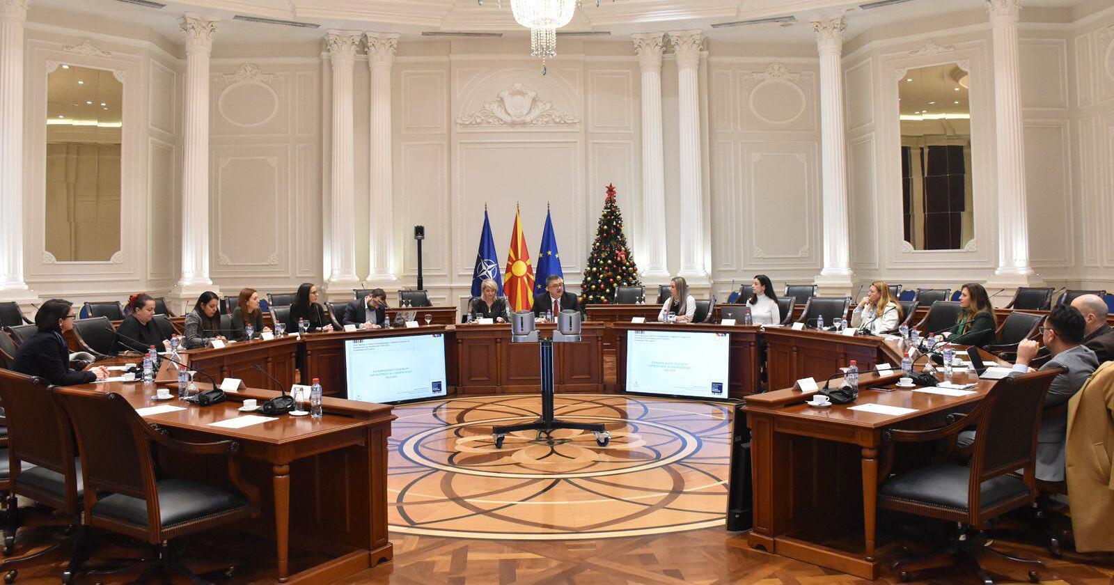 Министерот за јавна администрација, Горан Минчев, со поздравно обраќање на третата седница на Советот за координација и следење на процесот на Партнерство за отворена власт 2024-2026