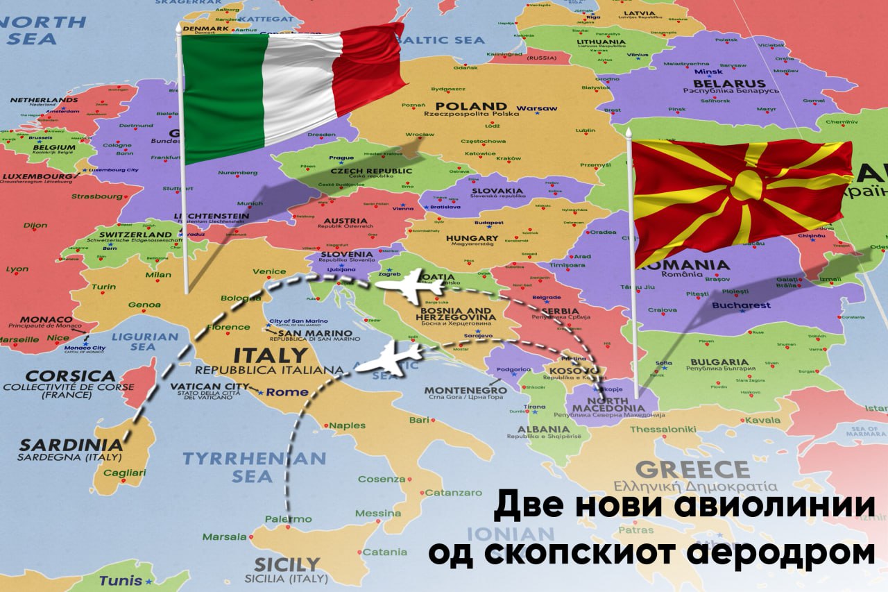 Николоски:  Воведуваме уште две нови авиолинии кон Италија. Од јули од Скопје ќе се лета кон Алгеро Сардинија и кон Палермо