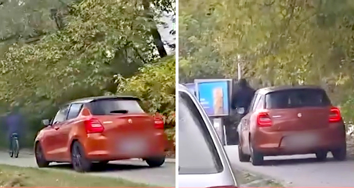 По објавено видео на социјалните мрежи, санкциониран возач кој управувал возило по велосипедска патека во Скопје