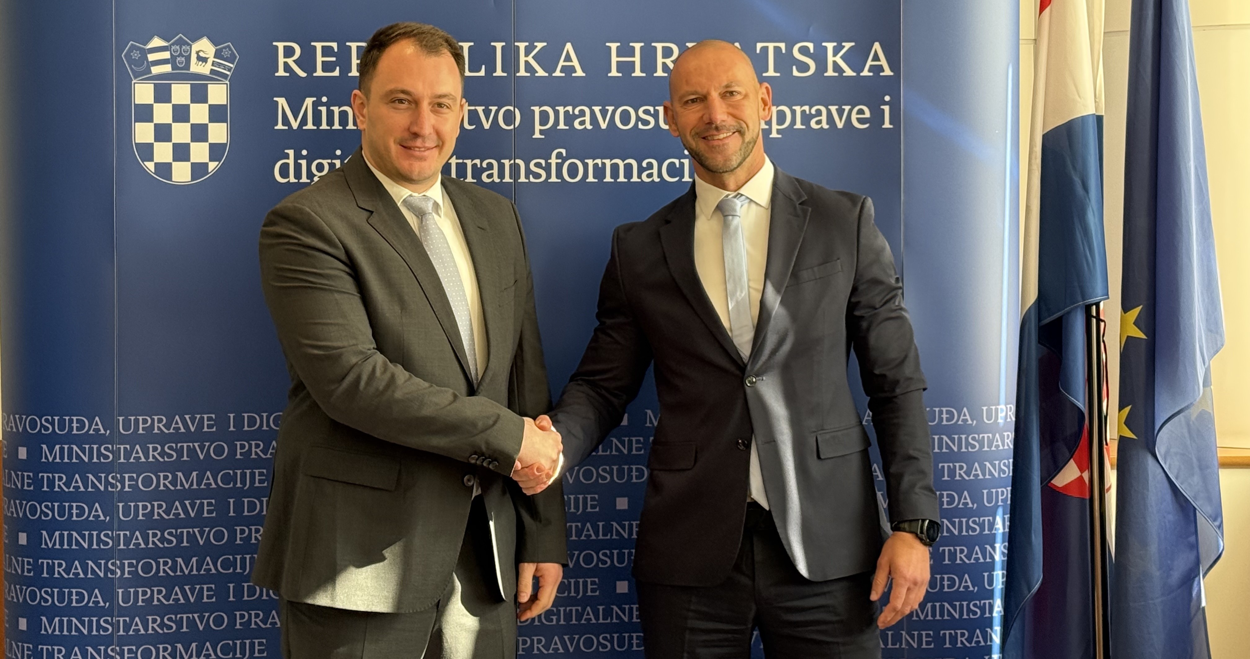 Средба на Министерот Андоновски со хрватскиот министер за правда и дигитализација Хабијан: партнерство во дигиталната трансформација 