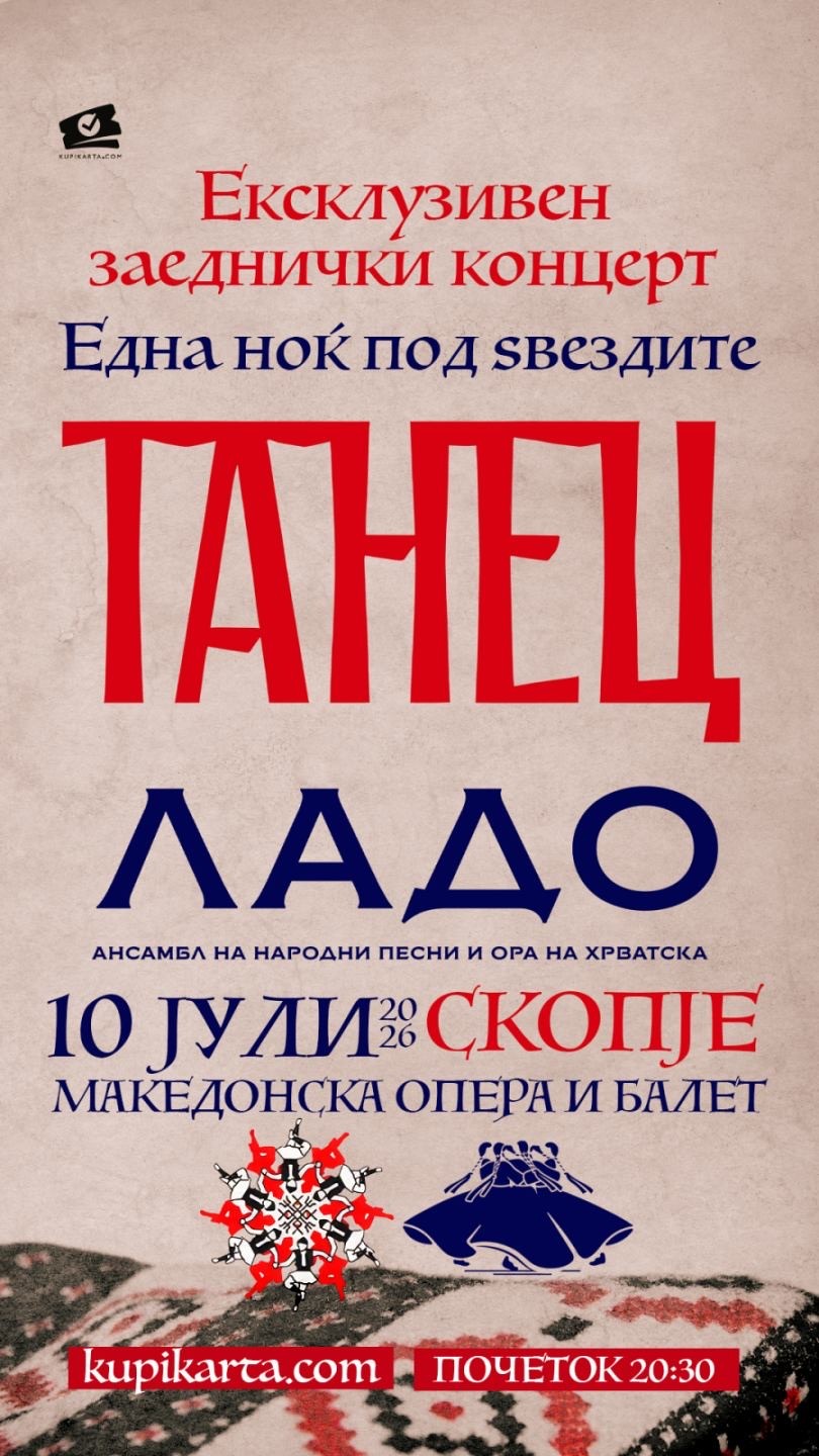 „Танец“ и „Ладо“ со заеднички концерти во Битола и Скопје