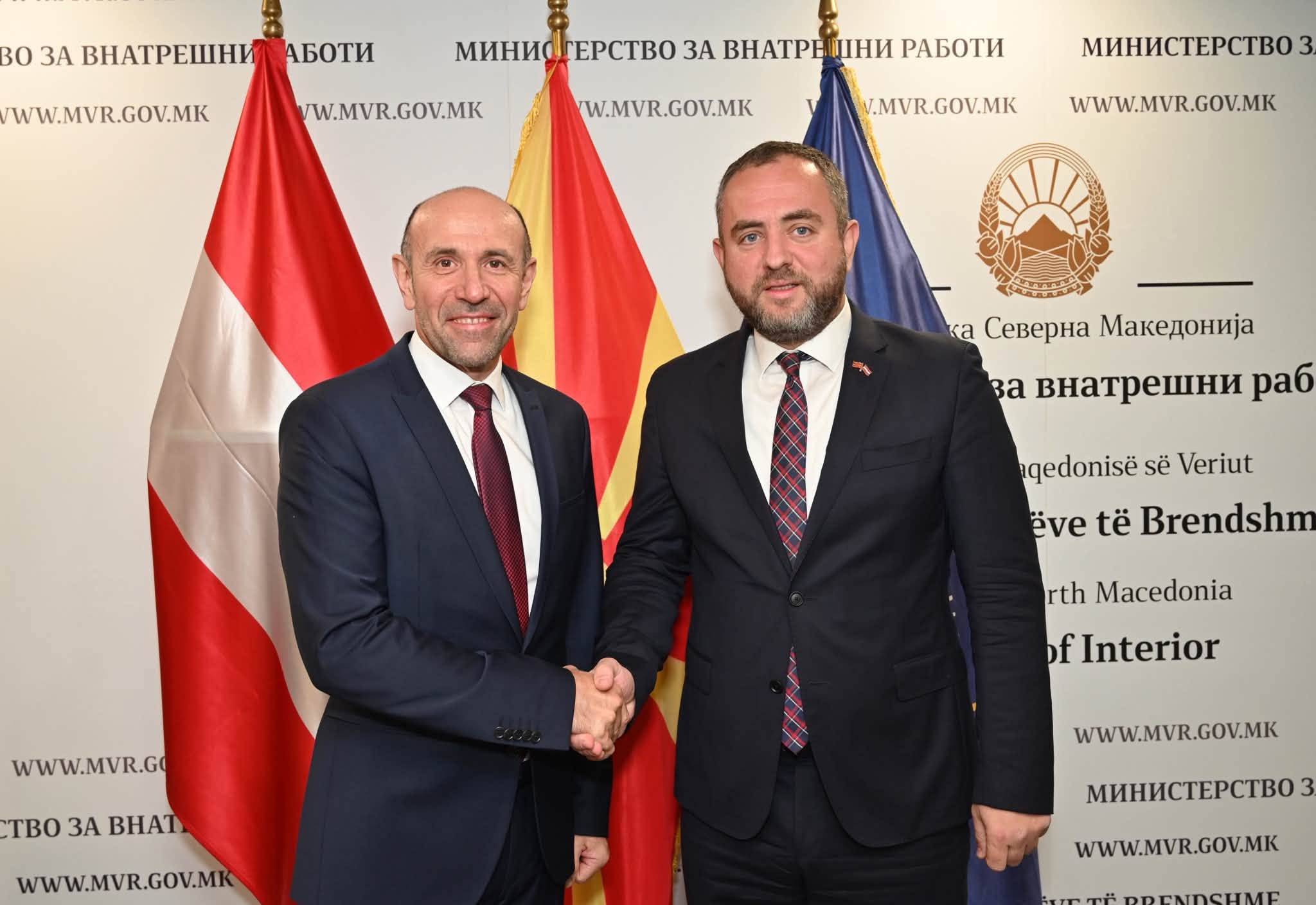 Тошковски на средба со генералниот директор за јавна безбедност на Австрија Франц Руф: Продлабочување на полициската соработка во борбата против организираниот криминал и илегалната миграција